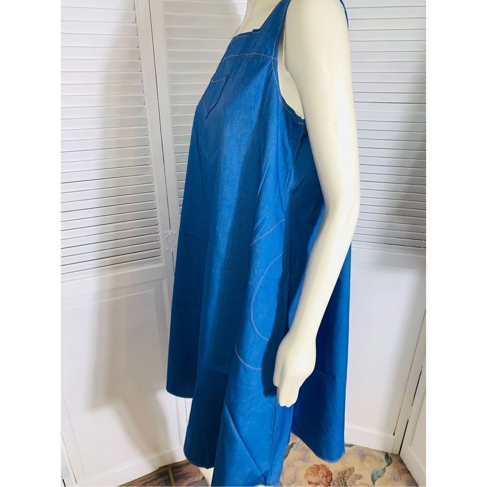 Vintage Loungees Blue Shift Dress Size Large - Picture 15 of 16